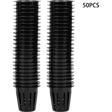 50 Pcs Hydroponique Plante Hors-Sol Fleur Panier De Culture Maille Pot Net pour GreenhouseBlack (1/5)