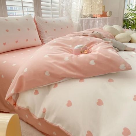 1 Housse de couette, Amour, 200x200 cm, Microfibre, 2 taies d'oreiller, Lavable en machine (1/4)
