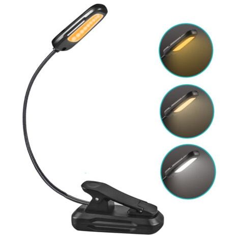 Lampe de Lecture 9 LED Liseuse Lampe Clip Rechargeable USB 9 Modes de Luminosité et 3 Température de Couleur, 360°Cou Flexible Lampe Pince pour Lit, Livre, Veilleuse pour Nuit et Lampe de Chevet ,Lamp (1/5)