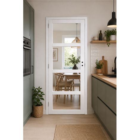 Bloc Porte Tana Blanc Transparent H204 X L63 Cm Côte Tableau P.droit Gd Menuiseries
