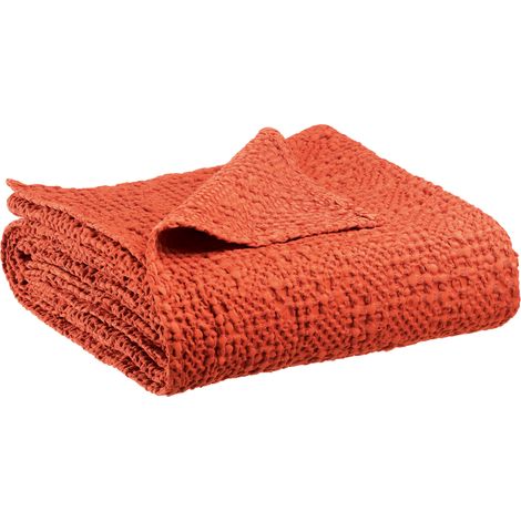 VIVARAISE - Jeté de lit Tana en coton 100% - Nid d'abeille stonewashed - Vivaraise