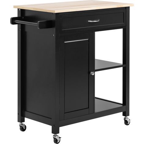 Meuble de cuisine en bois noir avec tiroir et armoire, 83x45x88cm