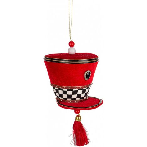 Pendaglio cappello "Colyn" per albero di Natale in polistirolo decorato color Rosso