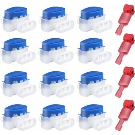 12 Pack Waterproof Wire Connectors, 3 Hole Crimp Electrical Wire Connectors, Gel Filled Lawn Mower Connectors with 4 Terminals for Husqvarna Robotic Mowers. (1/4)