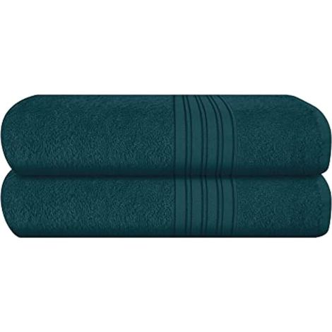 Lot de 2 Grandes Serviettes de Bain 100% Coton - 71,1 x 139,7 cm - Écologiques - Compactes, à séchage Rapide, légères, Douces et très absorbantes - Idéales pour la Salle de Sport, Les (1/5)