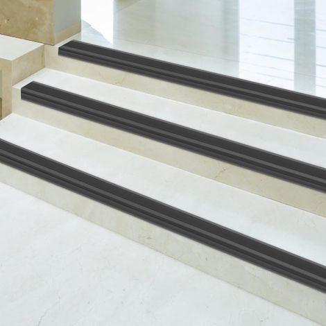10 m Non-Slip Stair Edging, Self-Adhesive Edge Strip, Flexible PVC Rubber Step Edge Strip, Waterproof Step Edge Profile for Indoor and Outdoor Use Black (1/5)