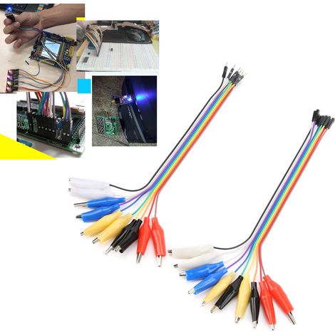 Fil DuPont coloré avec pinces crocodiles, 20 cm, connecteur DuPont mâle/femelle pour composants électroniques DIY. (1/5)