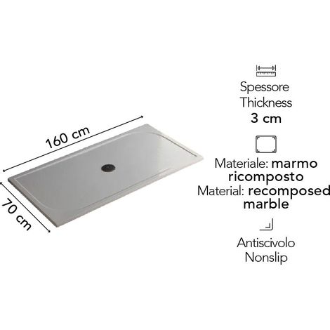 Piatto Doccia 70X160 In Marmo Ricomposto Ultra Sottile  Klio