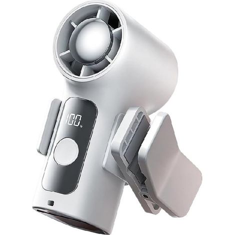 Longziming - Ventilateur portable USB - Mini ventilateur - Ventilateur portable rechargeable - 6 vitesses - Écran LCD - ABS - Système de refroidissement silencieux et puissant - 1 pièce - blanc (1/5)