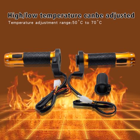 Poignées chauffantes moto électrique 12V, grips antidérapants réglables température, étanches, confort hiver, mains au chaud, accessoire guidon universel, kit 2 pièces (1/5)