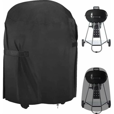 Barbecue Cover, Round Barbecue Cover, Outdoor Barbecue Protection, Barbecue Cover Fits Most Grills, 77 x 90 cm, Black (1/5)