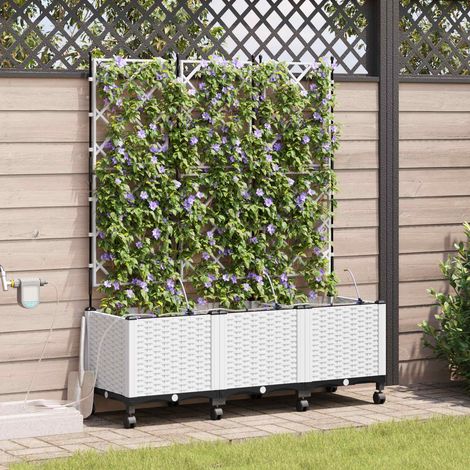 Teenpull – Garten Blumenkübel mit Bewässerung und Rädern 3 Stk. Weiß PP (1/5)