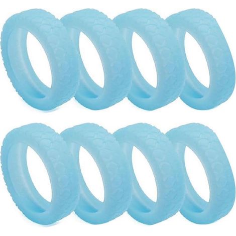 Lot de 8 housses de roues de valise, en silicone, pour la plupart des valises à 8 roulettes multidirectionnelles, bleu fluorescent (1/4)
