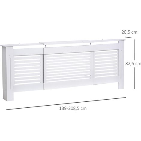 Cache-radiateur Design Contemporain Longueur Extensible 139-208,5 x 20,5 x 82,5 cm MDF Blanc (1/5)
