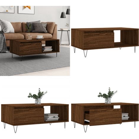 Couchtisch Braun Eichen-Optik 90x50x36,5 cm Holzwerkstoff - Couchtisch - Wohnzimmerstil - Eiche Optik - Holzmöbel - Stauraum - Home & Living (1/5)
