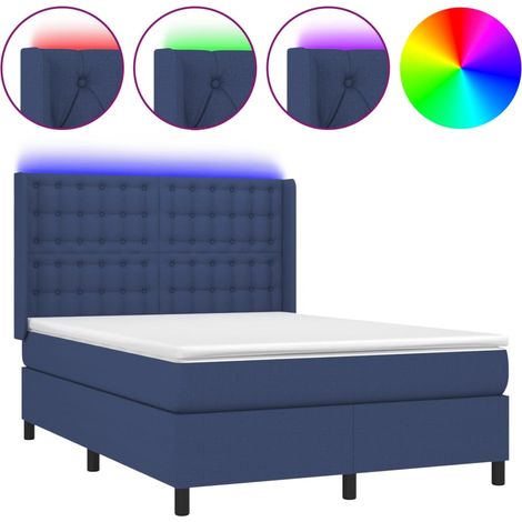 Maison Exclusive - Boxspringbett mit Matratze & LED Blau 140x200 (1/5)