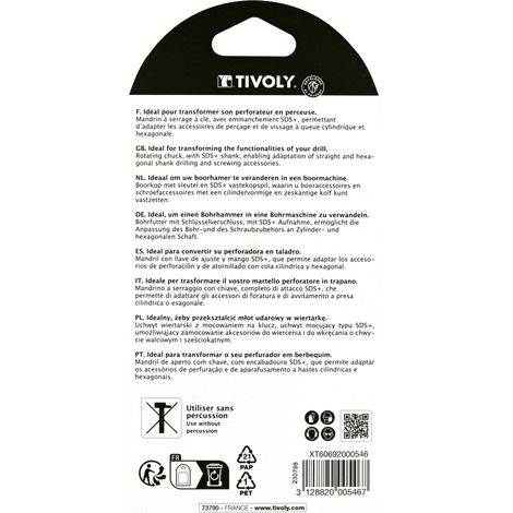 Tivoly • Mandrino con chiavetta SDS+ Ø da 1,5 a 13 mm