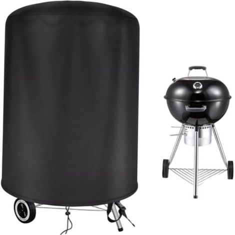 Funda para parrilla - Tejido Oxford - Impermeable y resistente a la lluvia - Apta para parrillas redondas - 78 x 92 cm - Negra (1/5)