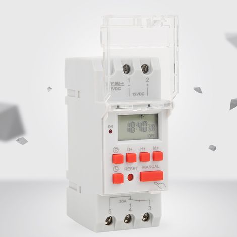 Minuterie hebdomadaire 12 V CC 30 A avec écran LCD marche/arrêt et fonction compte à rebours