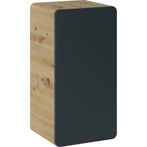 Caisson meuble bas de salle de bain - Chêne artisanal doré et noir mat - L35-H65-P32 - ARRIBA (1/2)