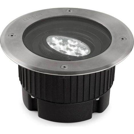 LedsC4 Gea - Encastrable de Sol LED 11W et 796lm avec Blanc Chaud 3000K. Diamètre 18.5cm. Structure en Acier. Usage Extérieur IP65-IP67. Coloris Acero (1/3)