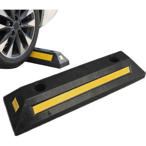 Butée de Garage en Caoutchouc Robuste - Curb de stationnement avec Bande réfléchissante Jaune - Guide de stationnement pour Voiture et Camion, protège Les Murs de Garage, Bloc de stationnement (1/5)