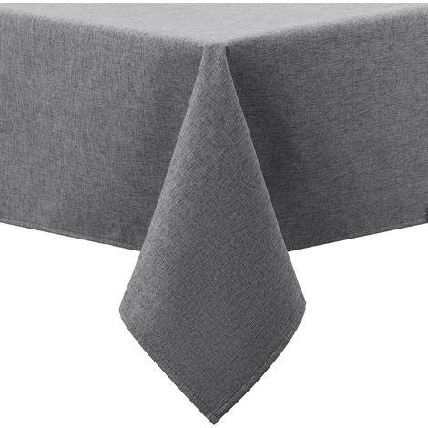 Nappe aspect lin 140x100 cm Gris foncé hydrofuge envers flanelle