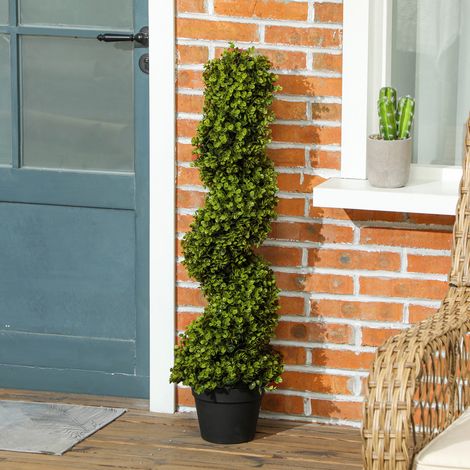 Planta artificial de eucalipto en espiral, resistente a los rayos UV, con maceta incluida, ideal para decoración de interiores y exteriores, 90 cm de altura, color verde. (1/5)