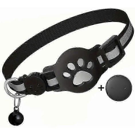 GPS-Tracker für Katzen ohne monatliche Gebühren, kompatibel mit Airtag und Android-Geräten, reflektierendes, wasserdichtes Halsband mit Sicherheitsverschluss Reflektierendes Schwarz B (1/5)