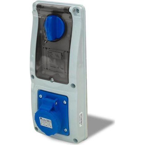 Presa interbloccata verticale con sezionatore, ad incasso, con portafusibile, 230V, 3 poli, 16A, IP54 - Rosi 16.3214B6-I (1/2)