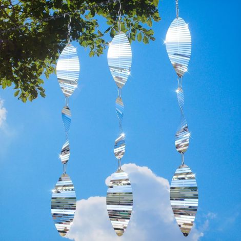 3D Rond effaroucheur Oiseaux Exterieur,Carillon à Vent Anti Oiseaux Jardin,répulsif Oiseaux reflechissants Rotatif,Éloignez Les Oiseaux de Vos Fenêtres et de Votre Jardin,pour Balcon,Arbres Fruitiers