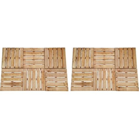 Vidaxl – Dalles de terrasse en pin imprégné 12 pcs 50x50 cm – Résistantes aux intempéries – Écologiques – Parfaites pour patios et jardins (1/3)