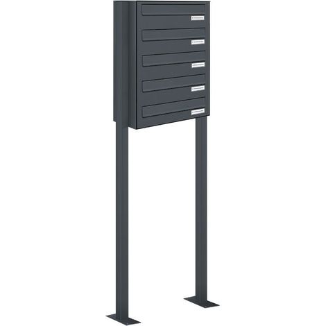 5er Standbriefkasten Freistehend Durchwurfanlage RAL 7016 Anthrazit (1/5)