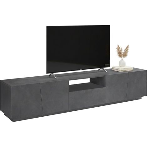 Dmora Mueble para TV para salón, Made in Italy, Mueble para TV con 4 puertas y 1 cajón, 220x43h46 cm, color Gris pizarra, con embalaje reforzado