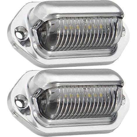 Lot de 2 éclairages de plaque d'immatriculation LED 12V-24V pour portières de camping-cars et camions (argenté)-6.6X3.3CM-Silver (1/2)