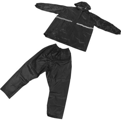 Pantalon imperméable, combinaison de pluie intégrale en toile Oxford monocouche pour extérieur, service, voyage, Noir, XXL