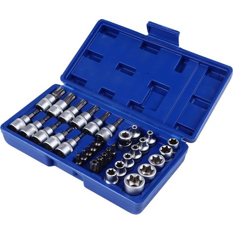 Coffret de 34 douilles et embouts de tournevis en étoile avec boîte de rangement pour la réparation et l'entretien de vélos, motos et voitures (1/5)