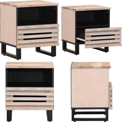 Table de chevet 40x34x46 cm bois de manguier massif blanchi - Table De Chevet - Table De Nuit - Mobilier Industriel - Meuble Design - Bois De Manguier - Home & Living (1/5)