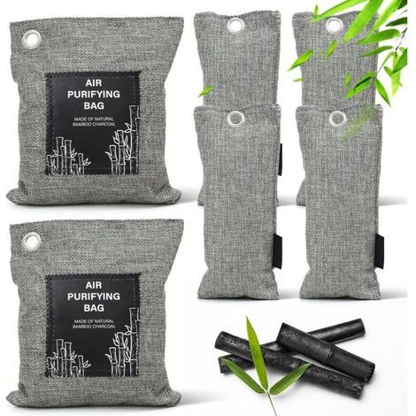 6pcs Air Purifier, Bamboo Charcoal Deodorizing Bag, Moisture Absorber, Eliminates Formaldehyde Odors from Shoes, Car and Bathroom Cabinets. (1/5)