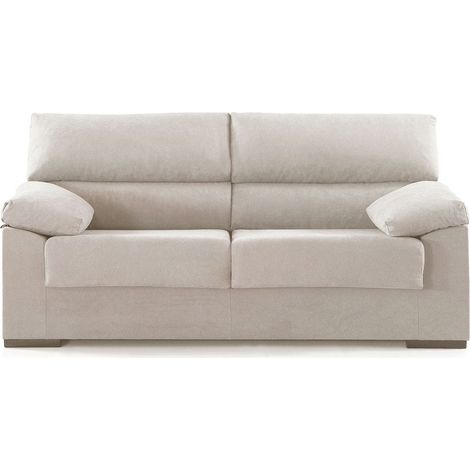Home Heavenly® - Sofá DENVER, estructura de madera y tapizado antimanchas desenfundable. 3 Plazas, color Beige
