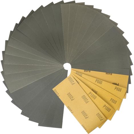 Schleifpapier Set Nass Siliziumkarbid 30 Stück 400 bis 2000 Körnung (1/5)