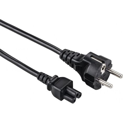 Netzkabel Schutzkontakt-Stecker auf 3pol-Kupplung (Kleeblatt) 0,75m (1/2)