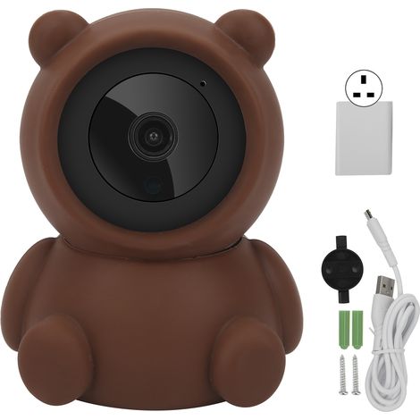Caméra WiFi 1080P Pan/Tilt, design Ours Brun, vision nocturne, audio bidirectionnel, surveillance domestique, prise UK 100-240V (1/5)