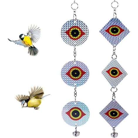 ZVD-Balcón Ahuyentador De Palomas, Ahuyentador De Palomas Ahuyentador De Aves Reflectante Repelente De Ojos De Búho con Campana Ahuyentador De Aves,2 (1/4)