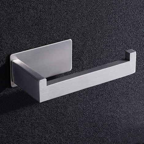Porte-papier toilette mural original en acier inoxydable argenté, sans perçage, noir, adhésif, convient aux accessoires décoratifs de salle de bain, toilettes et cuisine. (1/5)