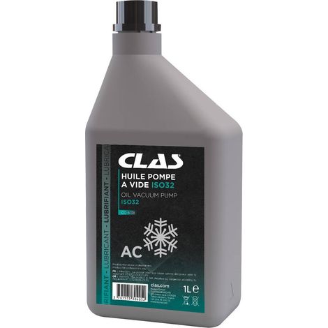 Clas – Huile de coupe pour pompe à vide ISO 32 1L – Lubrification optimale pour pompes à vide à palettes – Viscosité ISO 3448 : 32