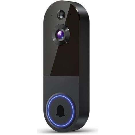 Sonnette vidéo sans fil, compatible uniquement avec le Wi-Fi 2,4 GHz, détection humaine intelligente par IA, communication bidirectionnelle. (1/5)