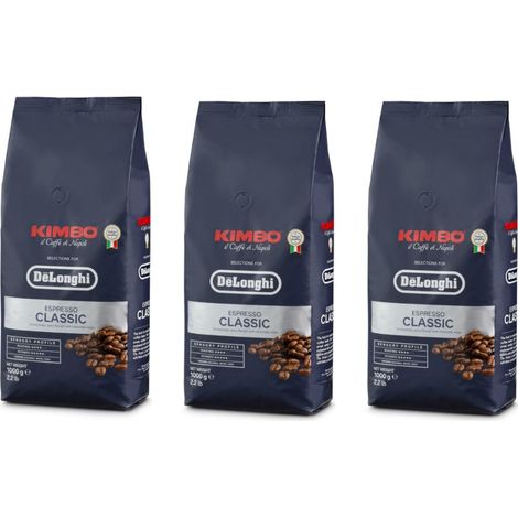 Ersatzteil - Lot de 3 paquets de café en grains KIMBO 1kg - - DELONGHI, KENWOOD, ARIETE, BRAUN, ROWENTA, SIMAC, SUPERCALOR, BIFINETT, SILVERCREST, ENKHO