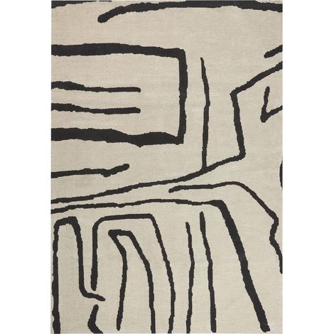 Tapis Beige et Noir 160 x 230 cm Dos en Coton Convient au Chauffage par Sol Kolpur (1/5)