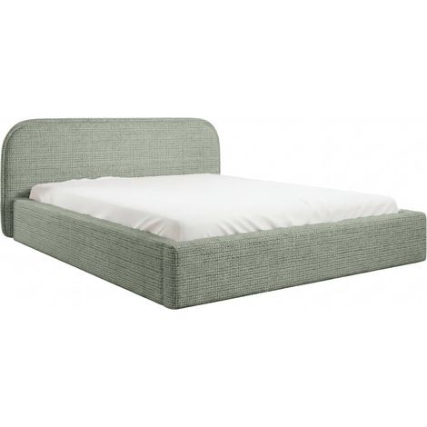 AURIA - Lit coffre tissu chenille Vert 140x200cm (1/5)